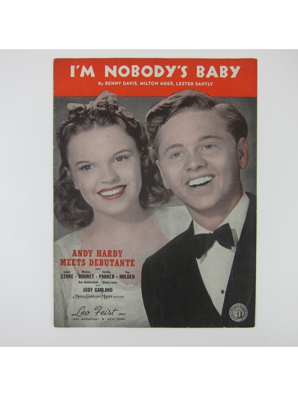 Sheet Music I'm Nobody's Baby Andy Hardy Judy Garland Mickey Rooney Antique 1921